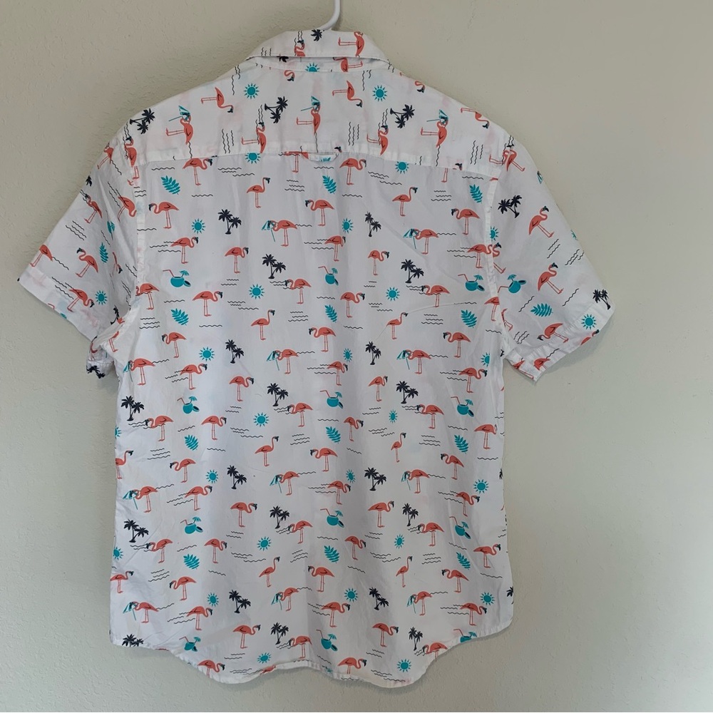 Denim & Flower Men's Flamingo Short Sleeve Large Shirt Summer Preppy Casual - Picture 2 of 6